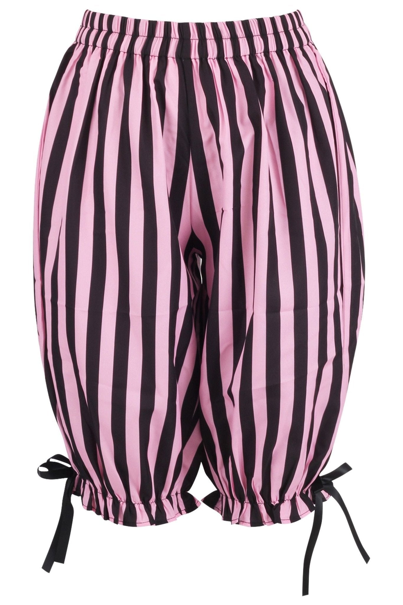 Black/Pink Striped Crepe Long Bloomers - Daisy Corsets