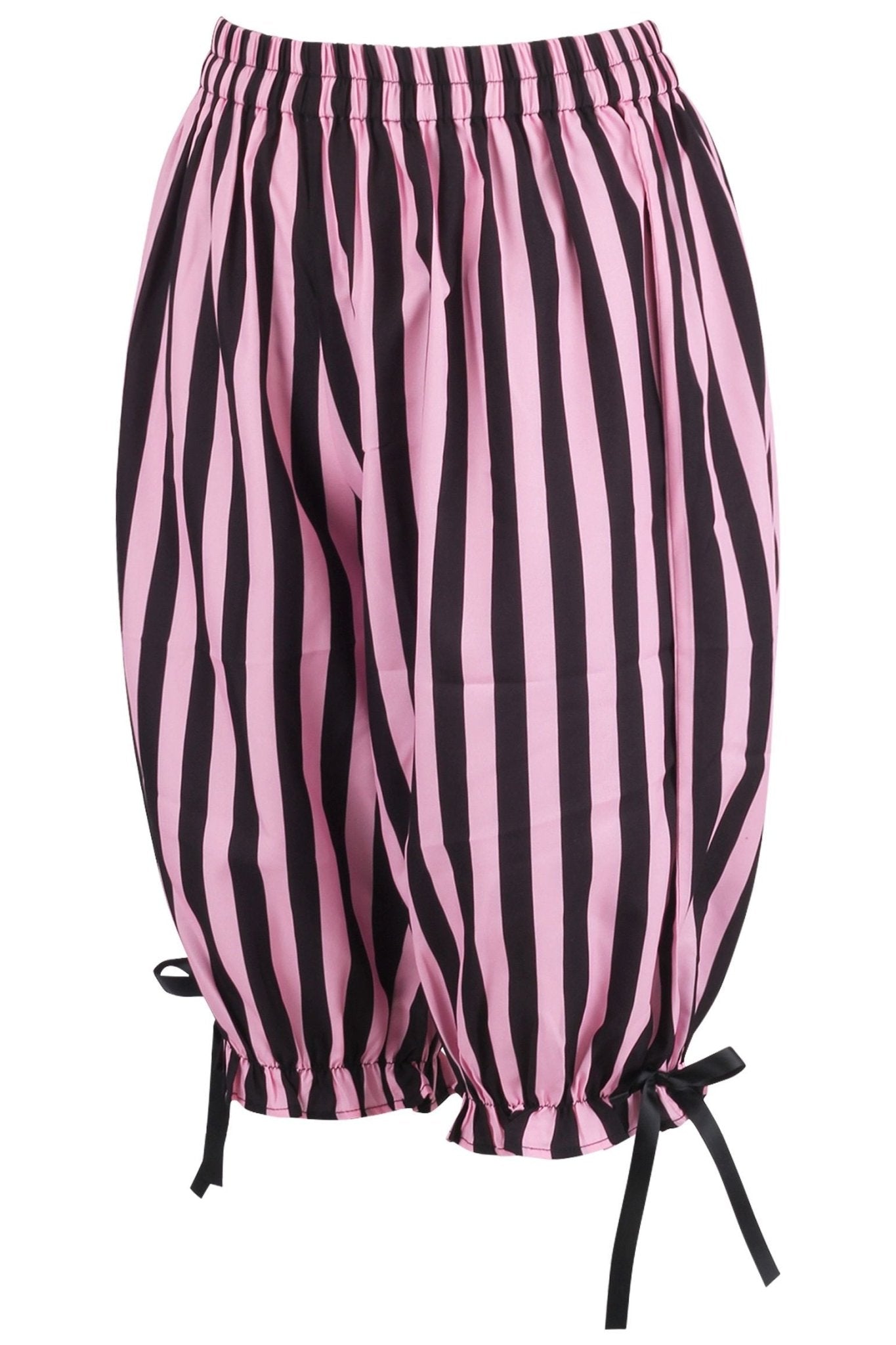 Black/Pink Striped Crepe Long Bloomers - Daisy Corsets