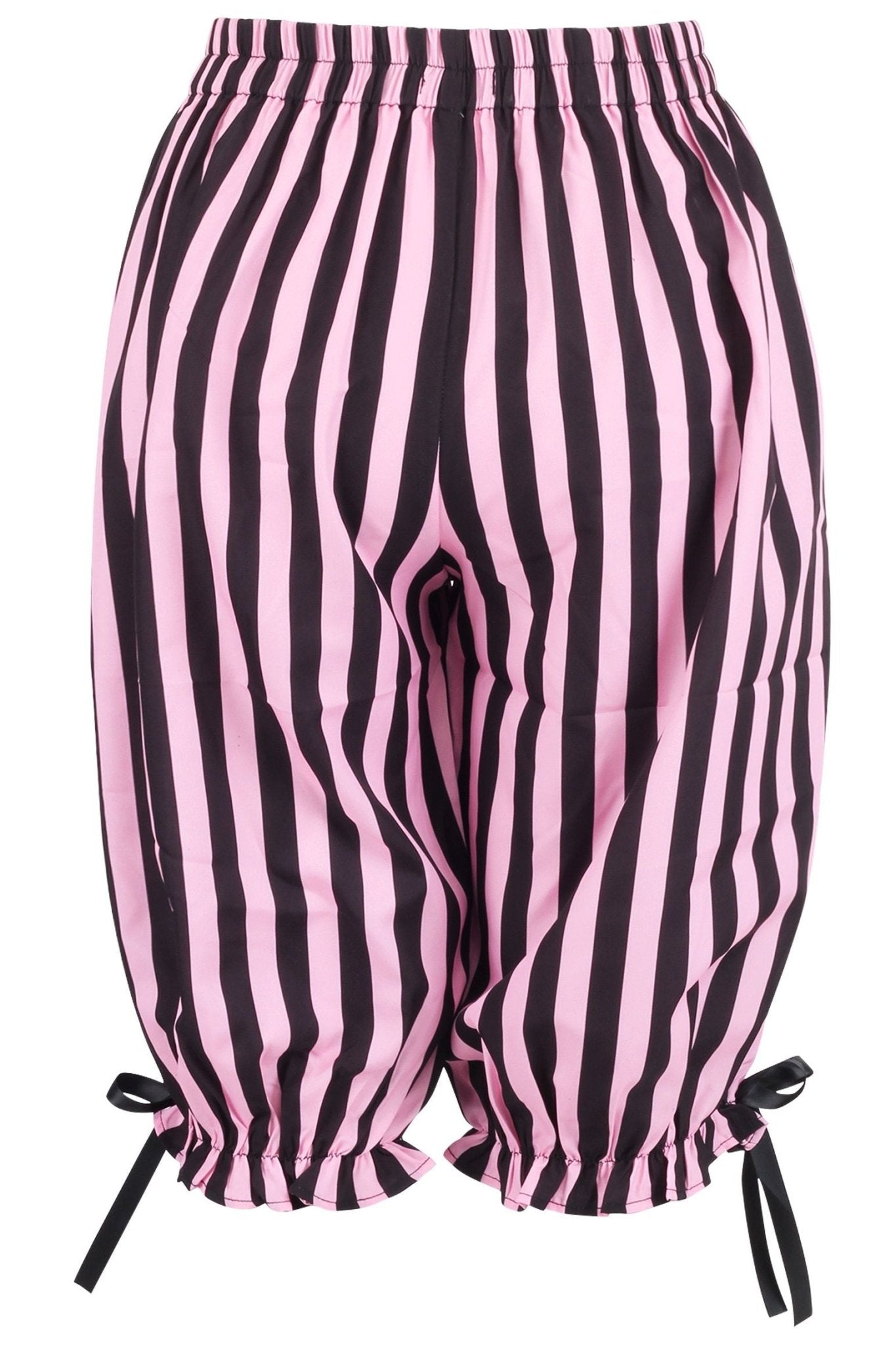Black/Pink Striped Crepe Long Bloomers - Daisy Corsets