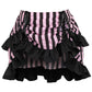 Black/Pink Striped Ruched Bustle Skirt - Daisy Corsets