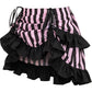 Black/Pink Striped Ruched Bustle Skirt - Daisy Corsets