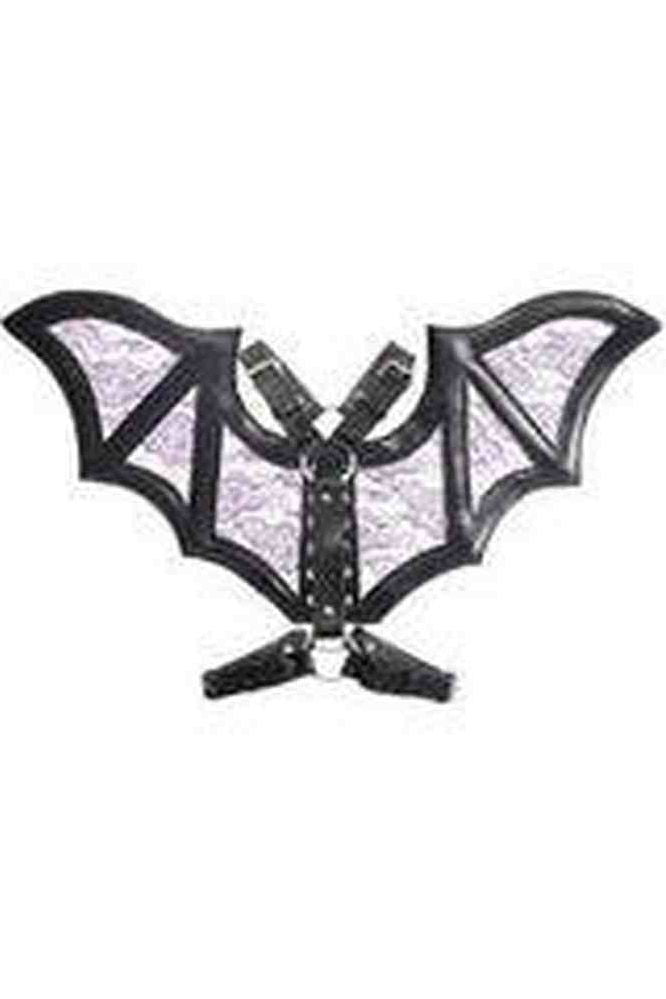 Black/Purple Faux Leather & Lace Wing Harness - Daisy Corsets
