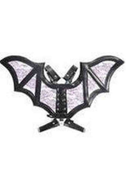 Black/Purple Faux Leather & Lace Wing Harness - Daisy Corsets