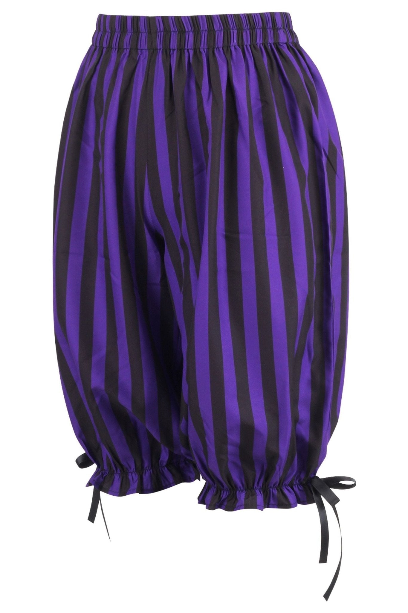 Black/Purple Striped Crepe Long Bloomers - Daisy Corsets
