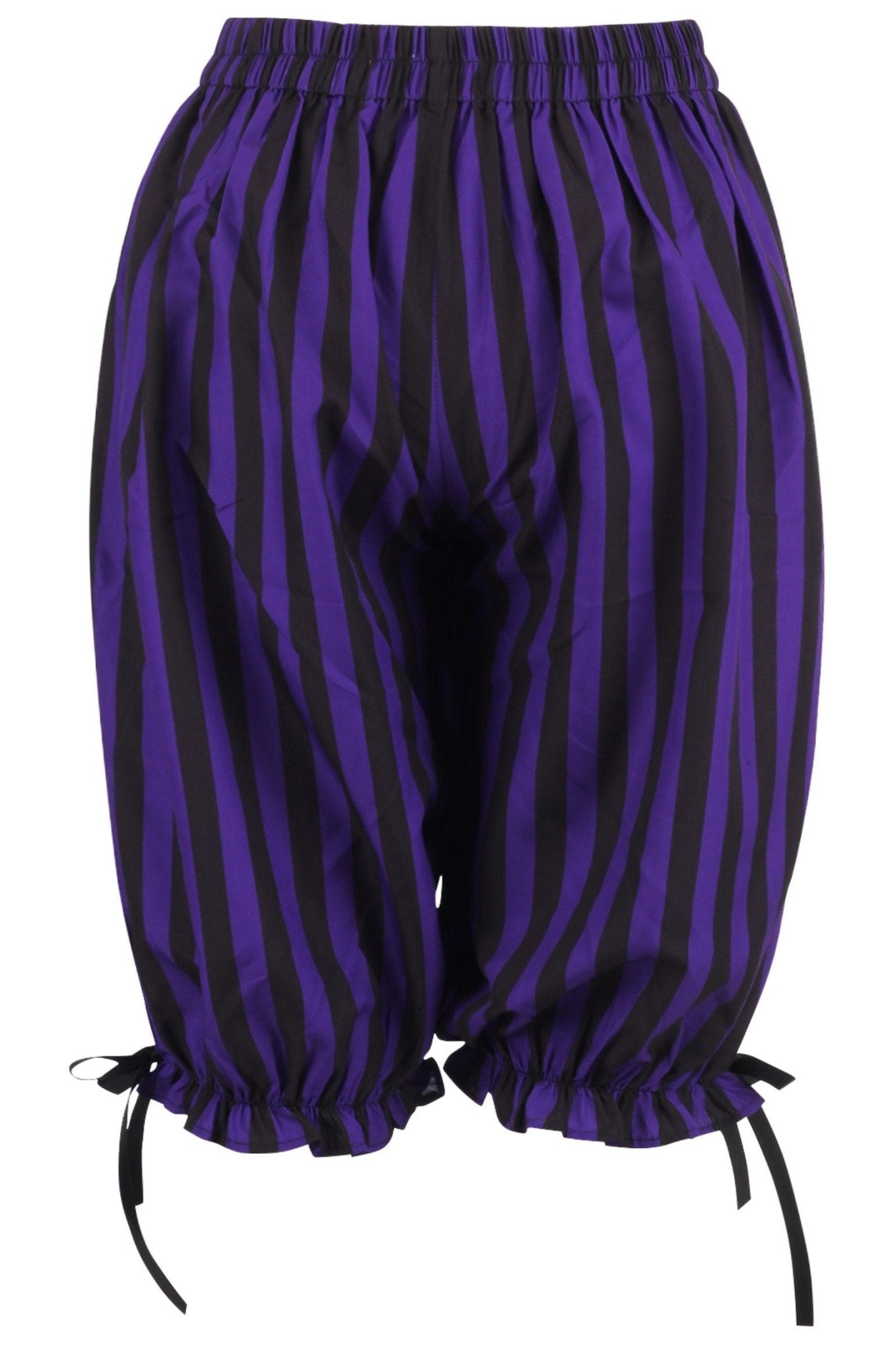 Black/Purple Striped Crepe Long Bloomers - Daisy Corsets