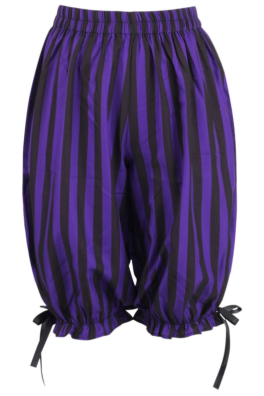 Black/Purple Striped Crepe Long Bloomers - Daisy Corsets