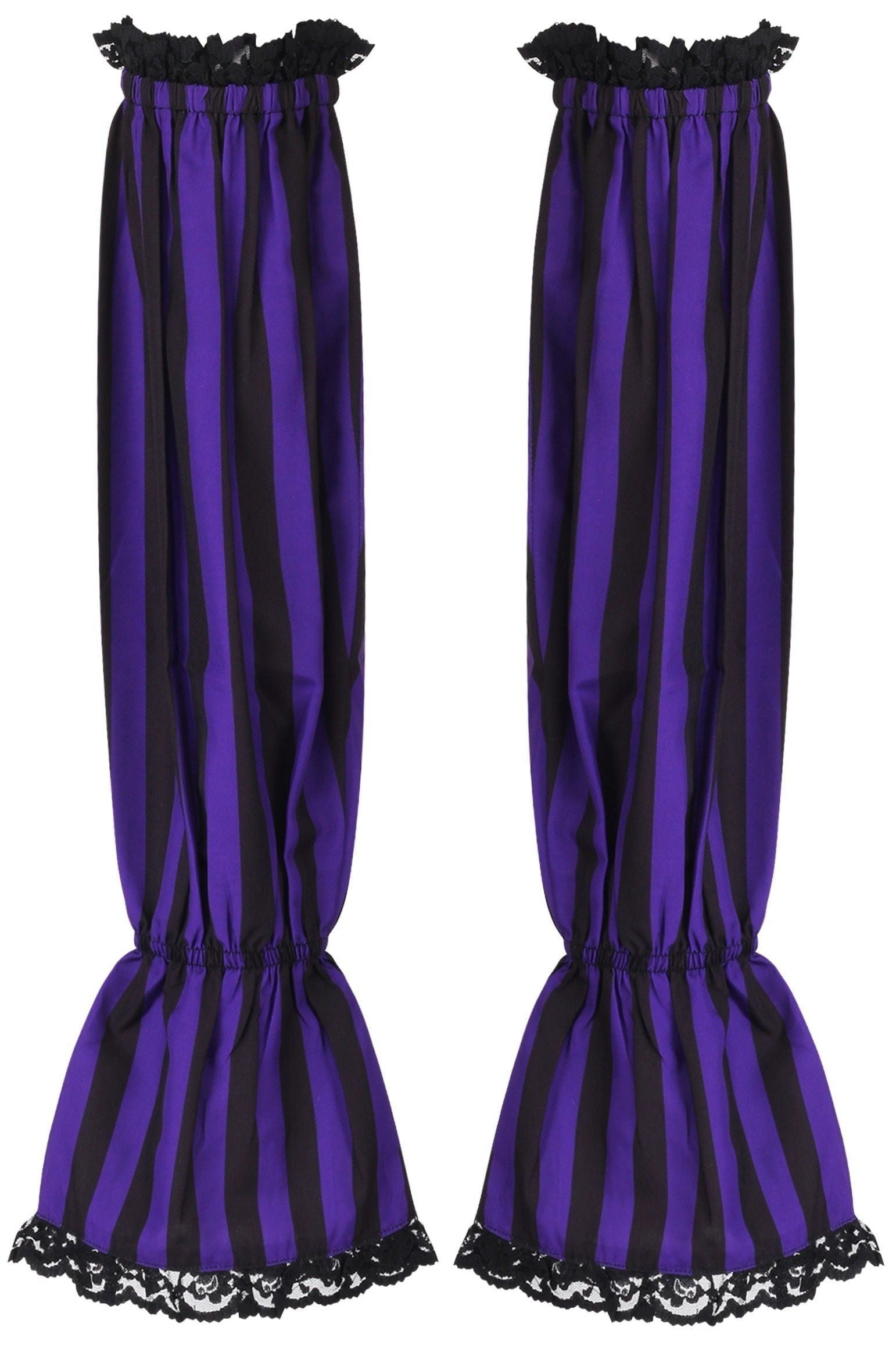 Black/Purple Striped Smocked Sleeves - Daisy Corsets