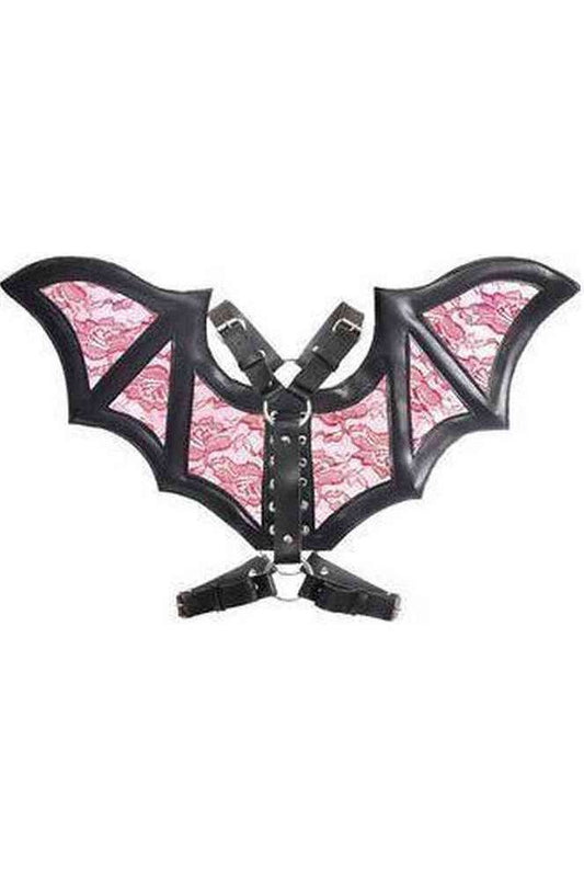 Black/Red Faux Leather & Lace Wing Harness - Daisy Corsets