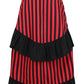 Black/Red Stripe Adjustable High Low Skirt - Daisy Corsets