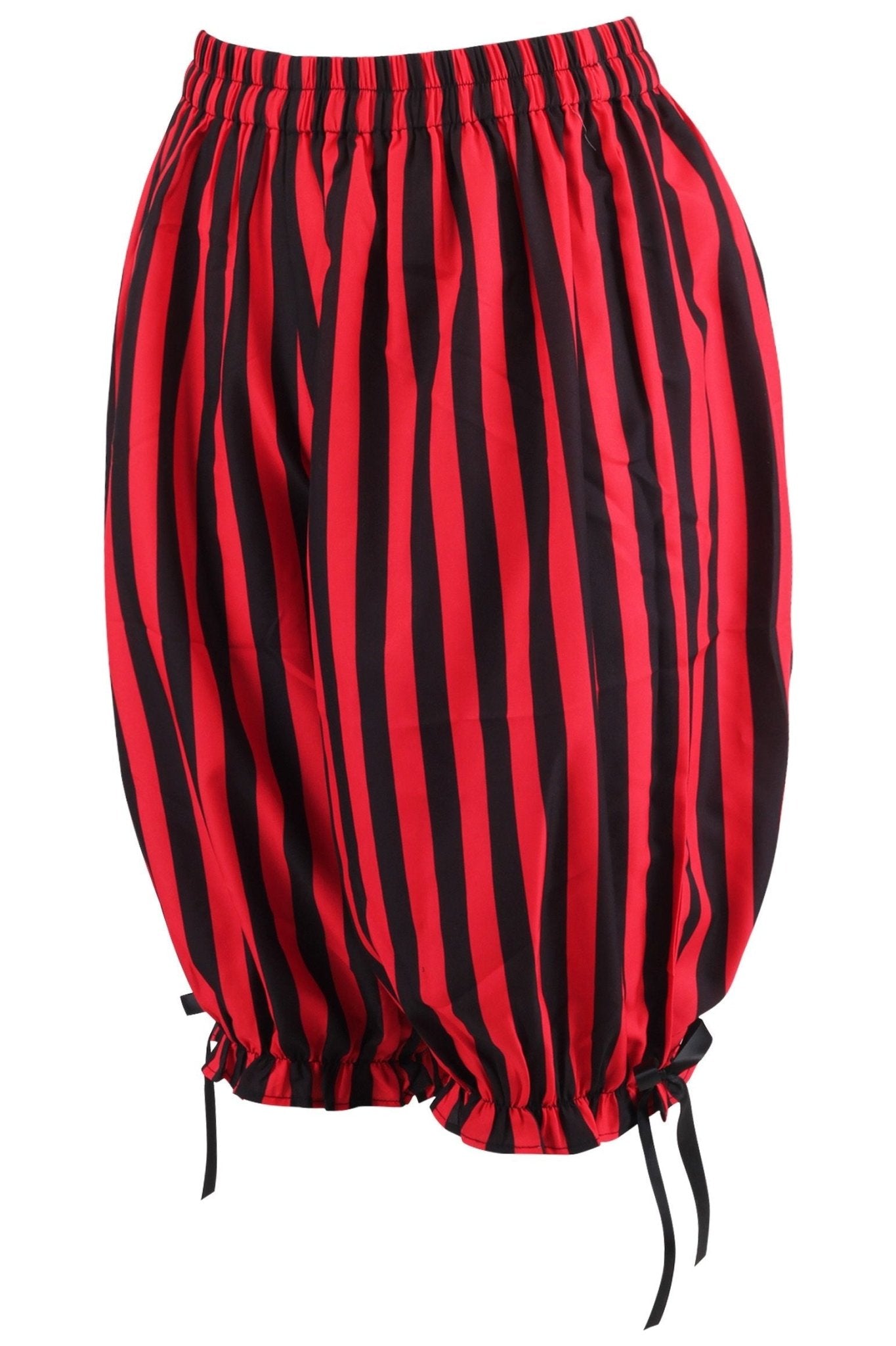 Black/Red Striped Crepe Long Bloomers - Daisy Corsets