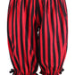 Black/Red Striped Crepe Long Bloomers - Daisy Corsets