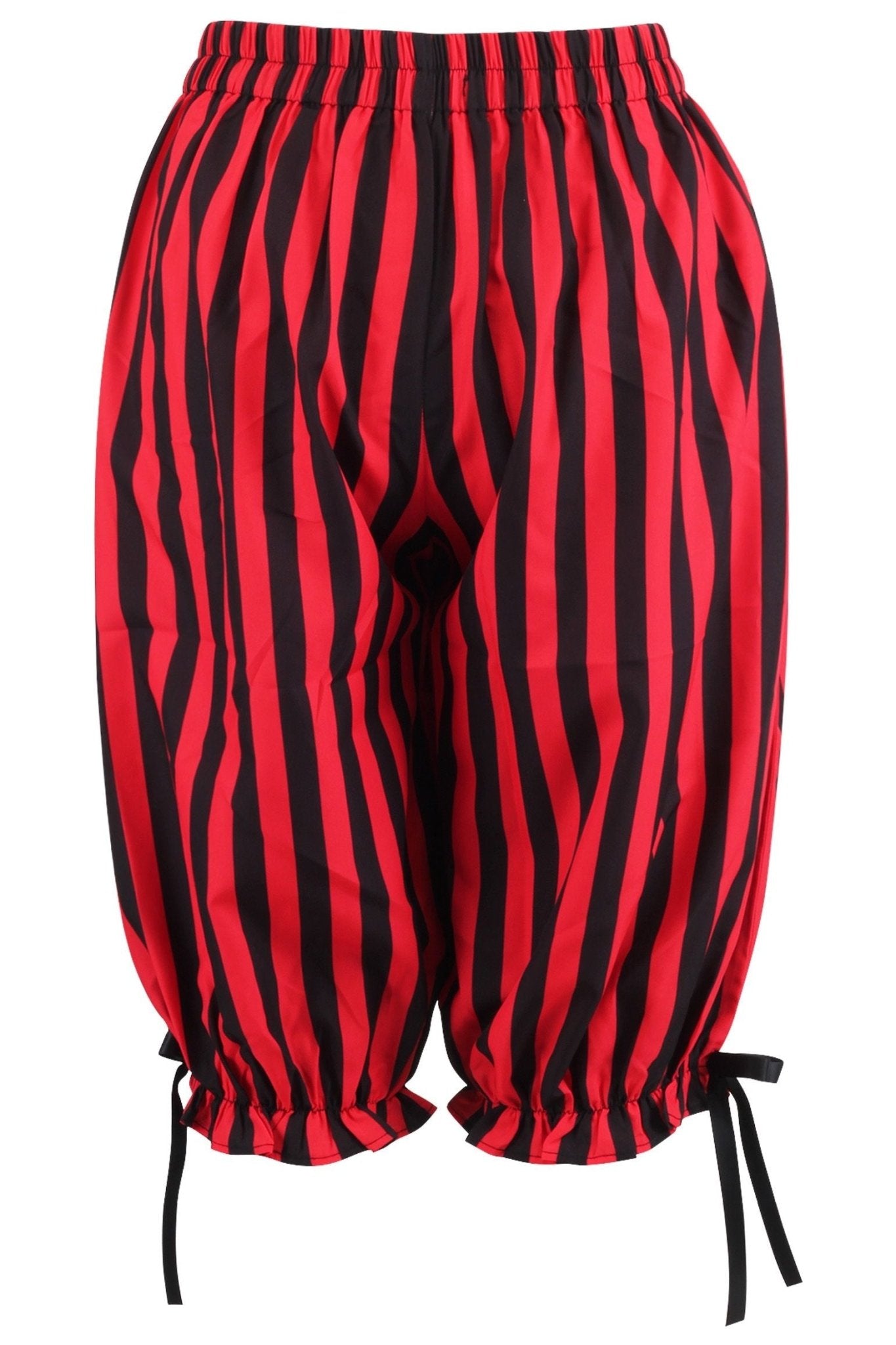 Black/Red Striped Crepe Long Bloomers - Daisy Corsets