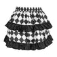 Black/White Diamond Print Satin Ruched Bustle Skirt - Daisy Corsets