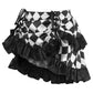 Black/White Diamond Print Satin Ruched Bustle Skirt - Daisy Corsets