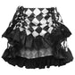 Black/White Diamond Print Satin Ruched Bustle Skirt - Daisy Corsets