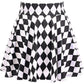 Black/White Diamond Print Stretch Lycra Skirt - Daisy Corsets