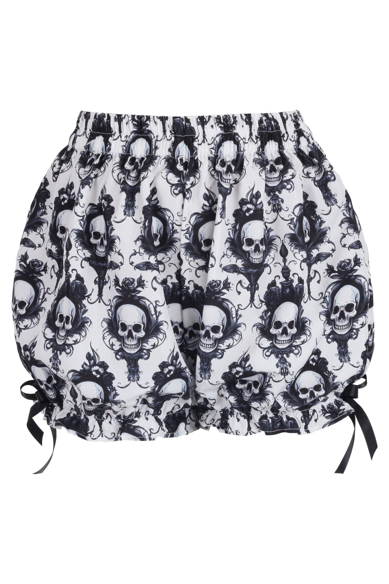 Black/White Skull Print Crepe Bloomers - Daisy Corsets