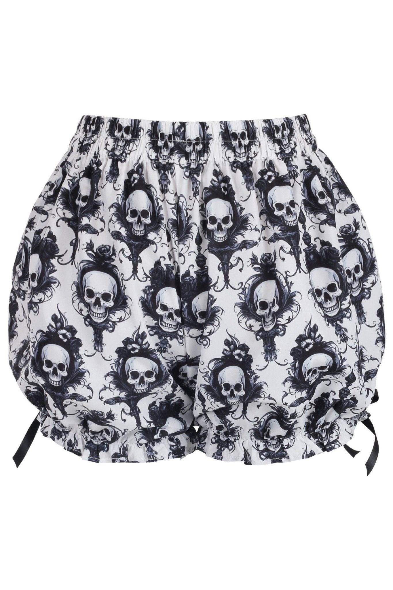 Black/White Skull Print Crepe Bloomers - Daisy Corsets
