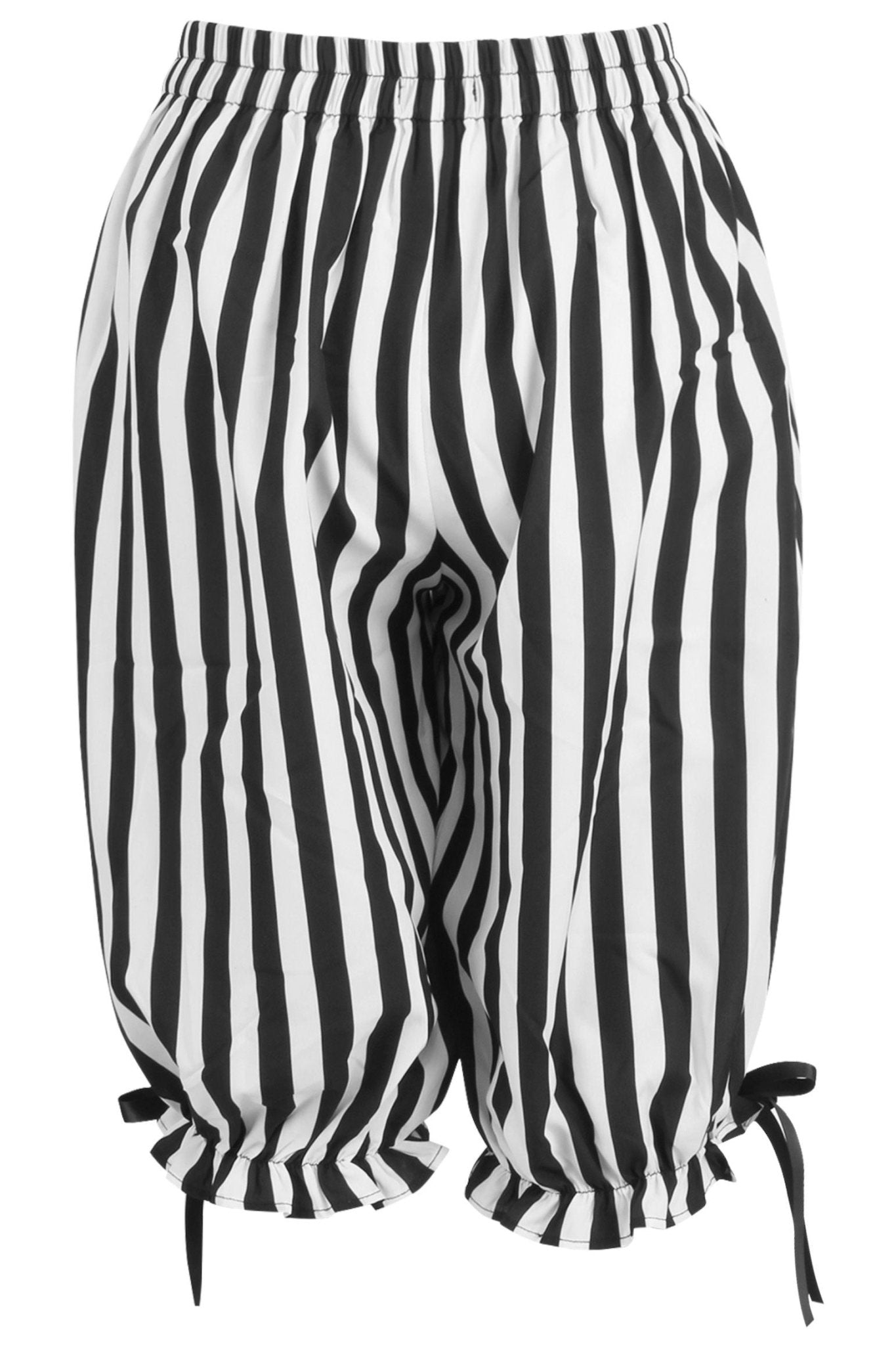 Black/White Striped Crepe Long Bloomers - Daisy Corsets