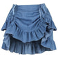 Blue Denim Ruched Bustle Skirt - Daisy Corsets