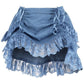 Blue Denim Ruched Bustle Skirt w/Lace - Daisy Corsets