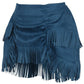 Blue Suede Ruched Bustle Skirt w/Fringe - Daisy Corsets
