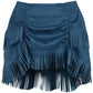 Blue Suede Ruched Bustle Skirt w/Fringe - Daisy Corsets