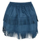 Blue Suede Ruched Bustle Skirt w/Fringe - Daisy Corsets