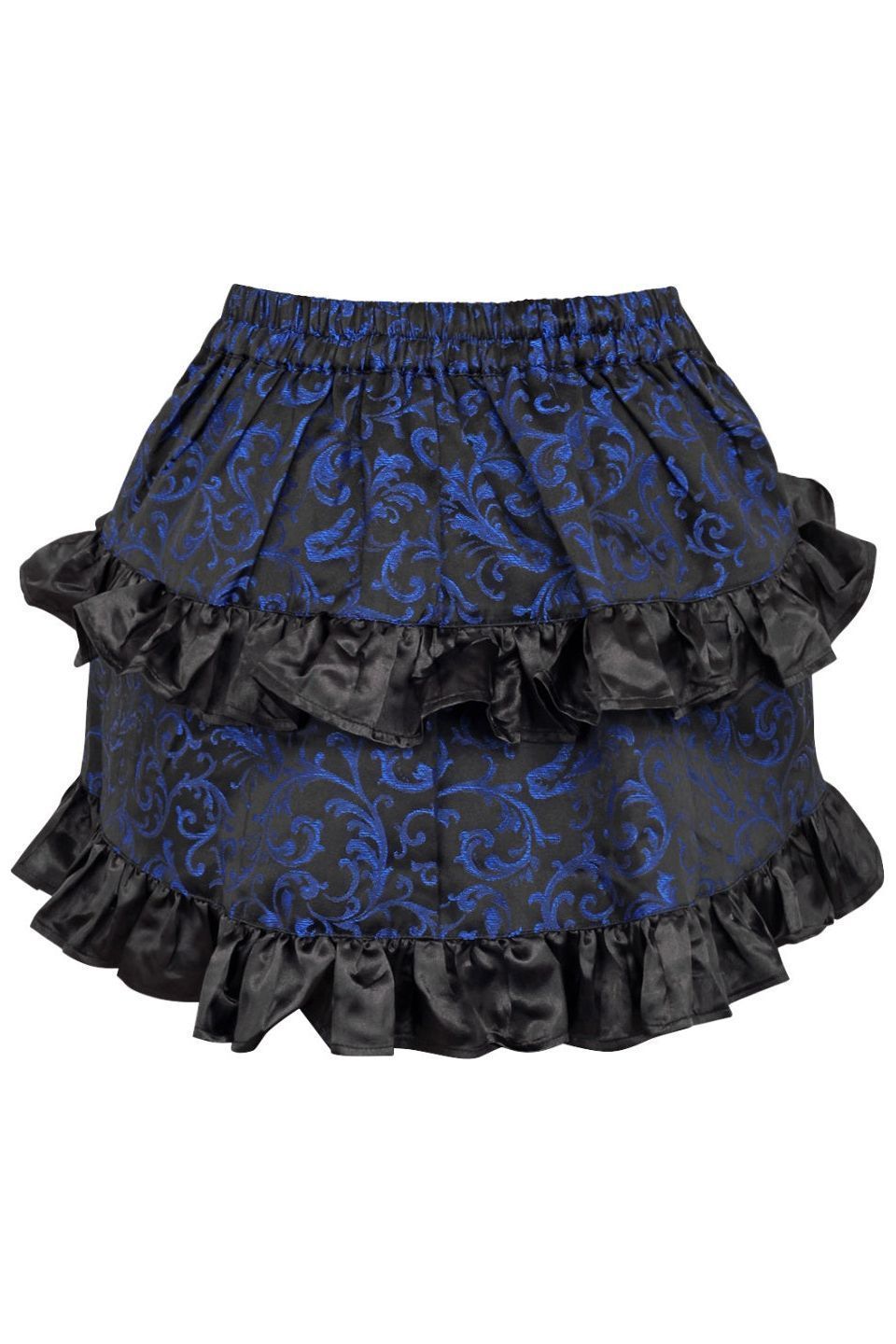 Blue/Black Brocade Ruched Bustle Skirt - Daisy Corsets