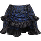Blue/Black Brocade Ruched Bustle Skirt - Daisy Corsets