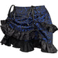 Blue/Black Brocade Ruched Bustle Skirt - Daisy Corsets