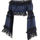 Blue/Black Brocade Smocked Flare Sleeve Peasant Top - Daisy Corsets