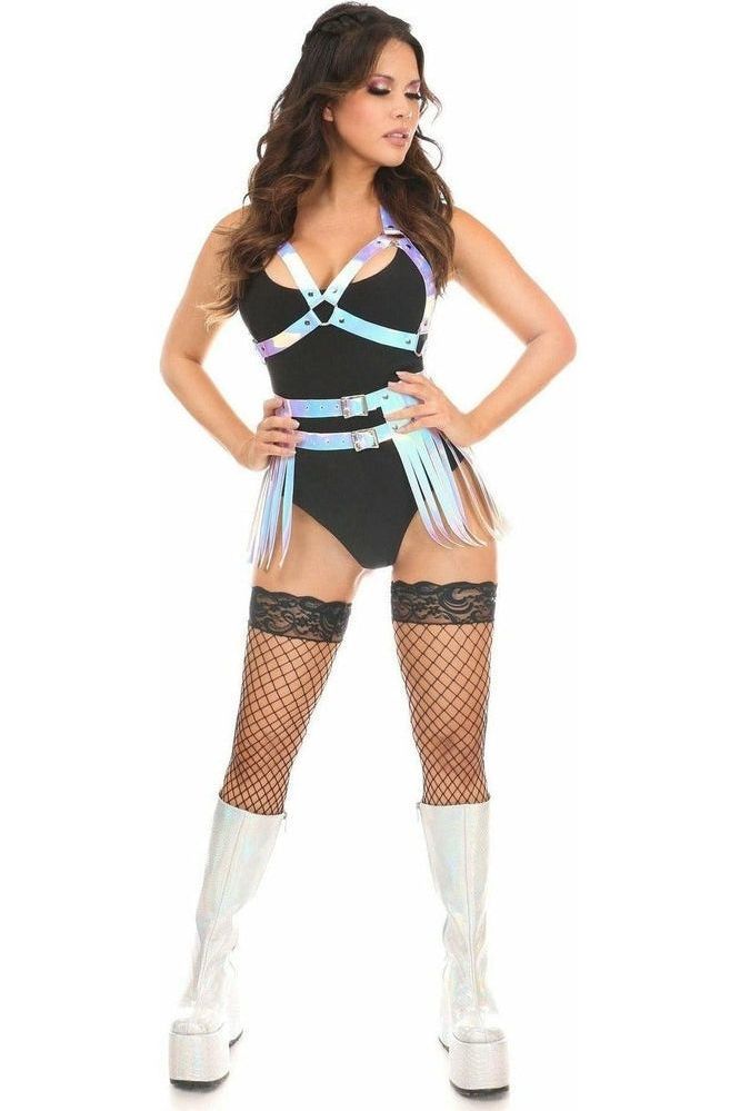 Blue/Purple Holo Halter Bra Harness - Daisy Corsets