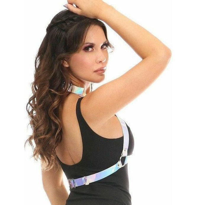 Blue/Purple Holo Halter Bra Harness - Daisy Corsets