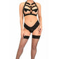 BOXED Black Stretchy Body Harness w/Gold Hardware - Daisy Corsets
