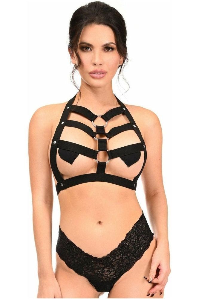 BOXED Black Stretchy Body Harness w/Silver Hardware - Daisy Corsets