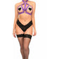 BOXED Dark Purple Stretchy Body Harness w/Gold Hardware