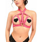 BOXED Hot Pink Stretchy Body Harness w/Gold Hardware - Daisy Corsets