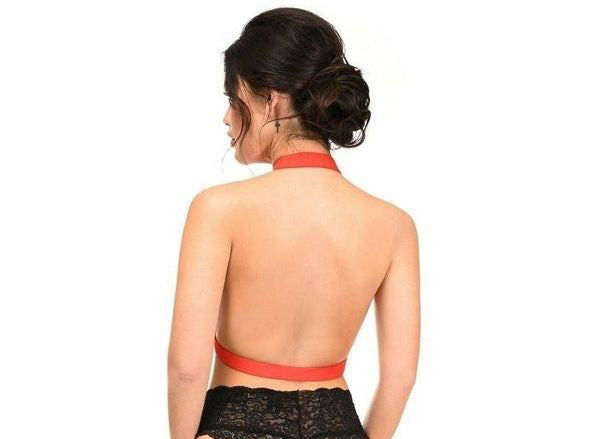 BOXED Red Stretchy Body Harness w/Gold Hardware - Daisy Corsets