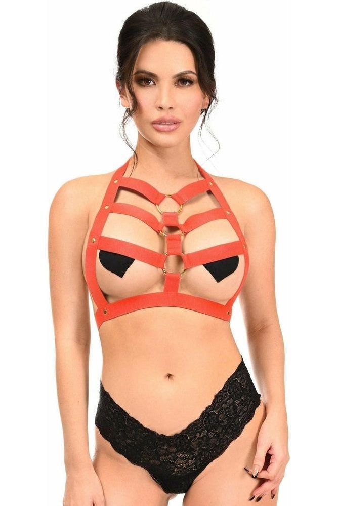 BOXED Red Stretchy Body Harness w/Gold Hardware - Daisy Corsets