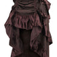 Brown Brocade Adjustable High Low Bustle Skirt - Daisy Corsets