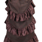 Brown Brocade Adjustable High Low Bustle Skirt - Daisy Corsets