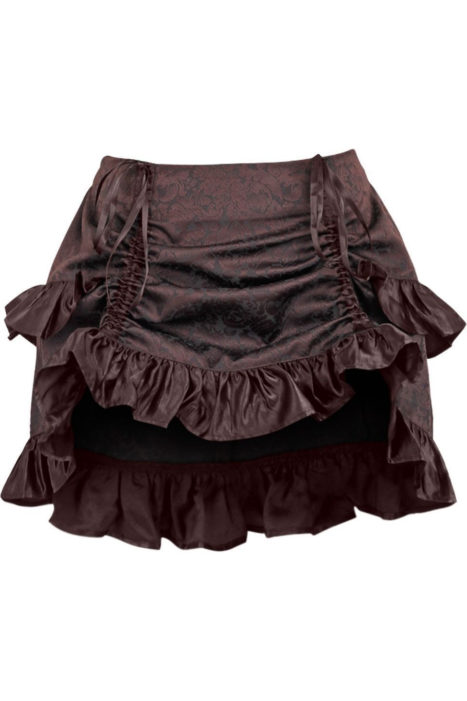 Brown Brocade Ruched Bustle Skirt - Daisy Corsets