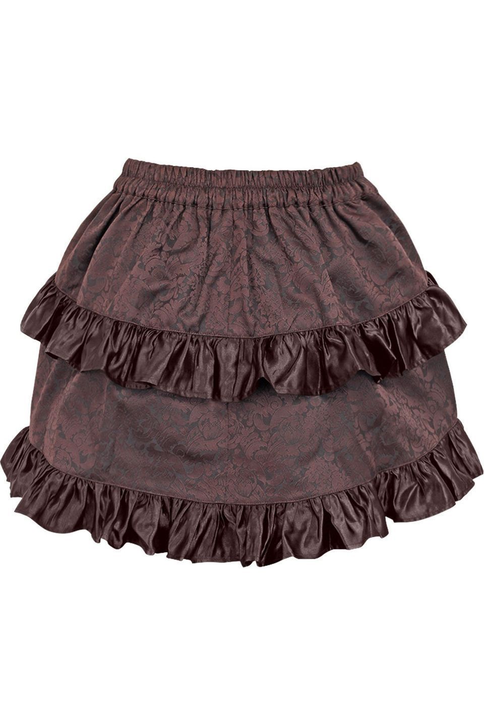 Brown Brocade Ruched Bustle Skirt - Daisy Corsets