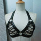 Candy Collection - Black Chain Lace - Up Bra Top Harness - Daisy Corsets