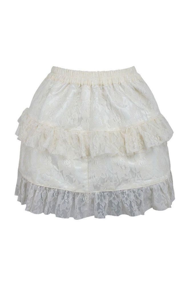 Cream Lace Ruched Bustle Skirt - Daisy Corsets