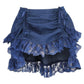 Dark Blue Denim Ruched Bustle Skirt w/Lace - Daisy Corsets