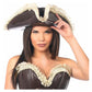 Dark Brown Distressed Faux Leather w/Cream Lace Pirate Hat - Daisy Corsets