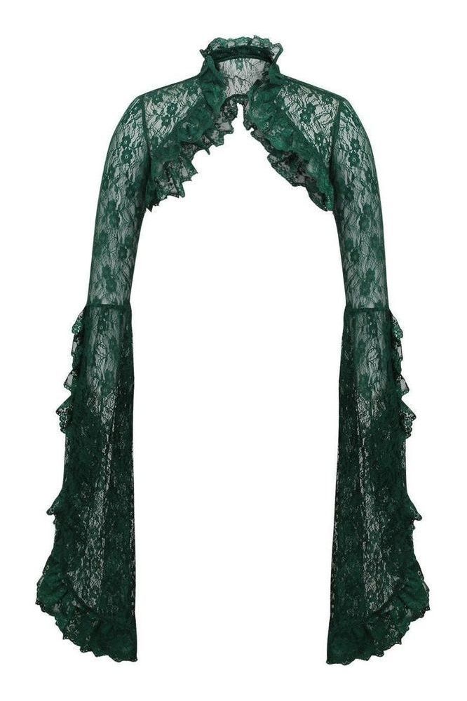 Dark Green Lace Shrug Bolero Jacket - Daisy Corsets