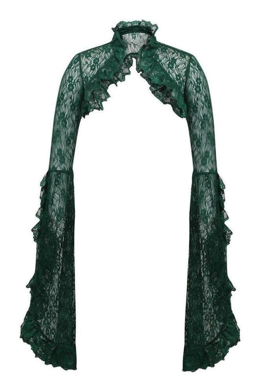 Dark Green Lace Shrug Bolero Jacket - Daisy Corsets